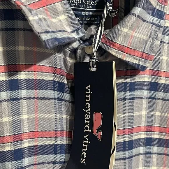 (Sold)VINEYARD VINES NWT Mens Slim Longshore Flannel Button Down Shirt, L - Picture 5 of 8